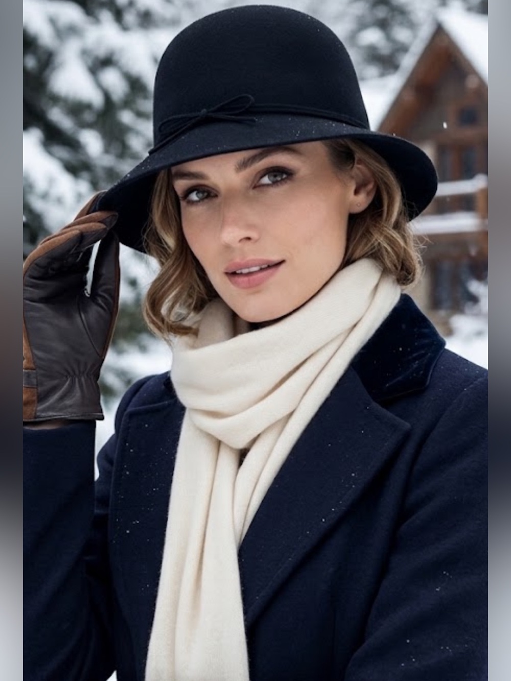 Nine West Black Wool Cloche Winter  Hat SZ OS